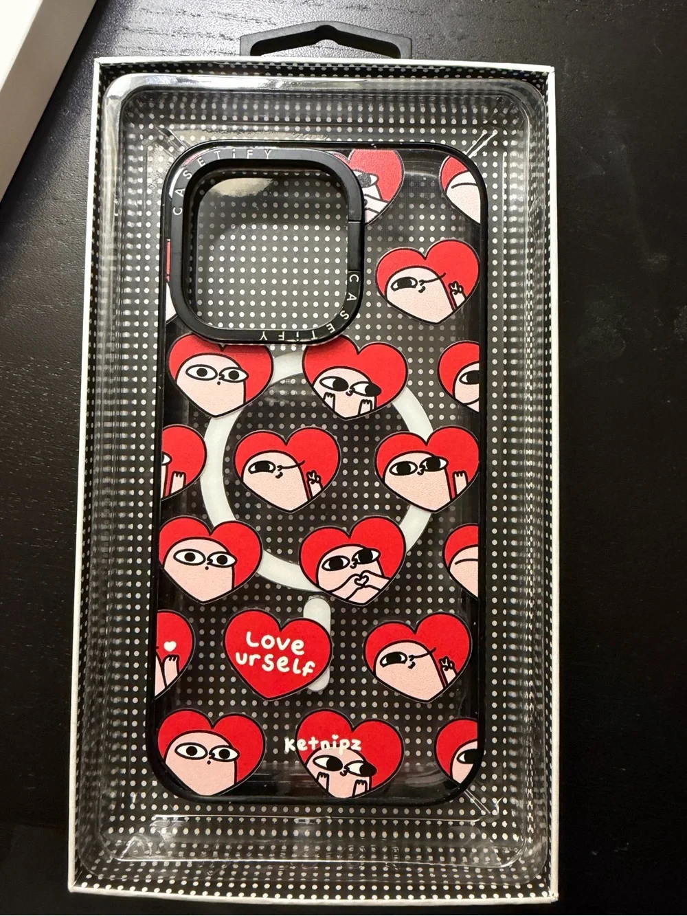 Casetify Red & Pink Heart Pattern Phone Case with Ring Grip